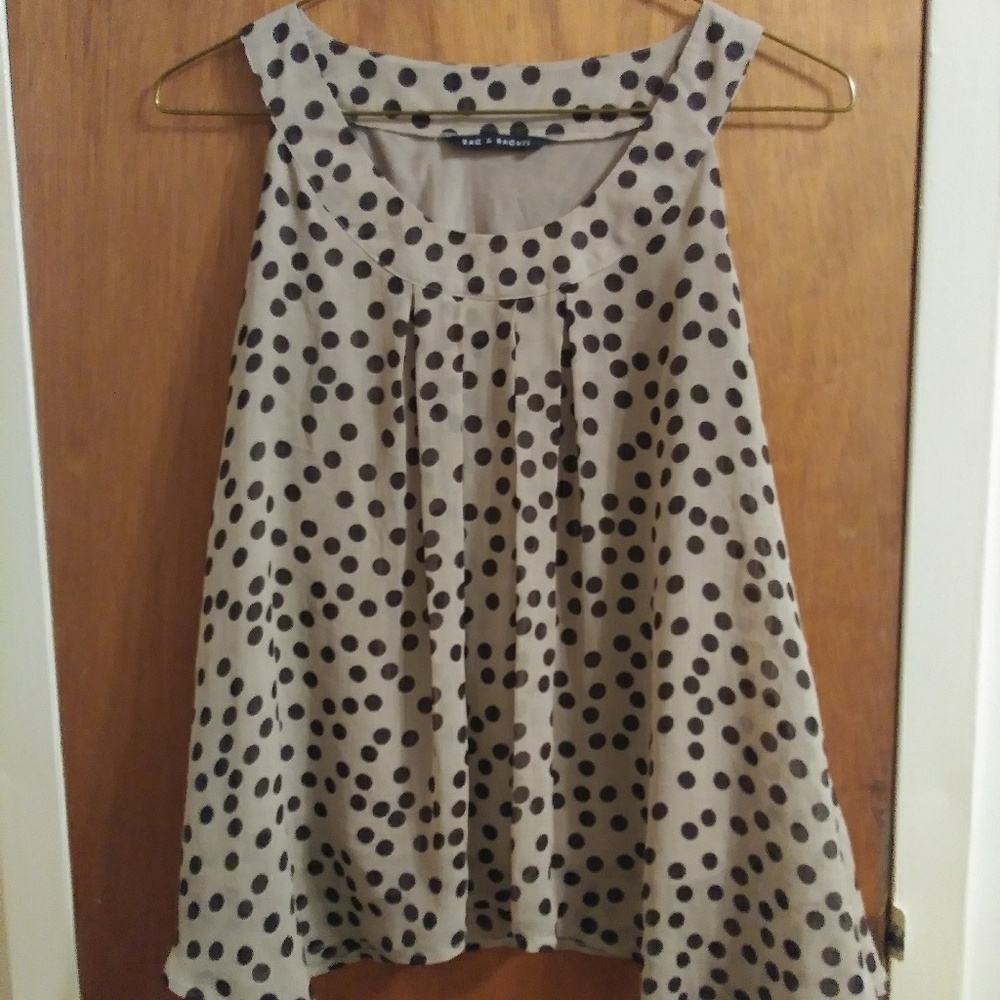 Zak and Rachel BabyDoll shirt brown polka dots